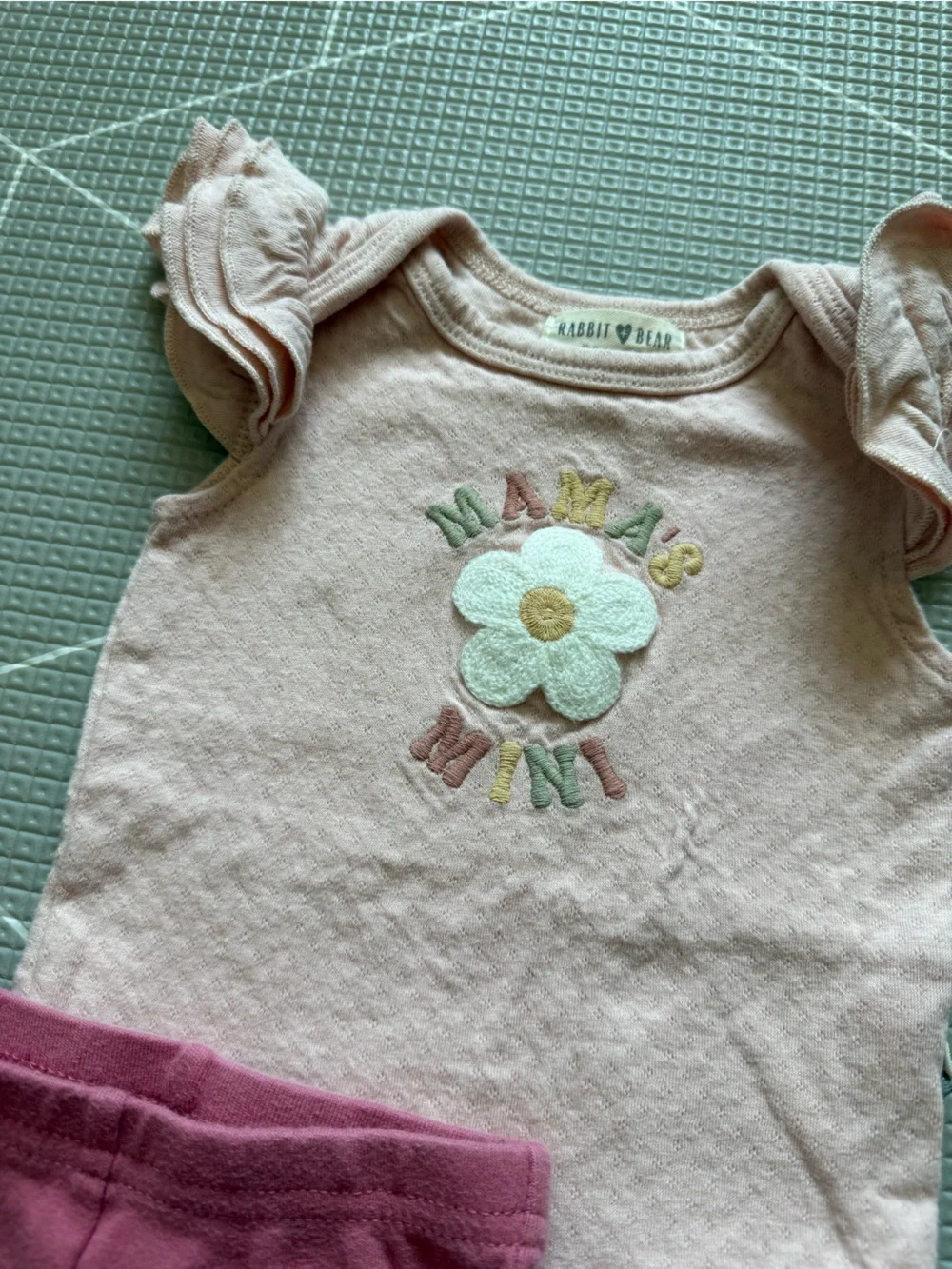 Rabbit + bear|Baby girl set,blush Pink Bodysuit MAMAS MINI,& leggings•••boho